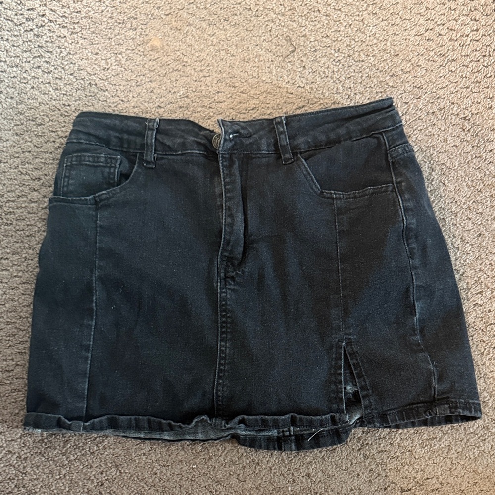 Black Denim Mini Skort - Classic Casual